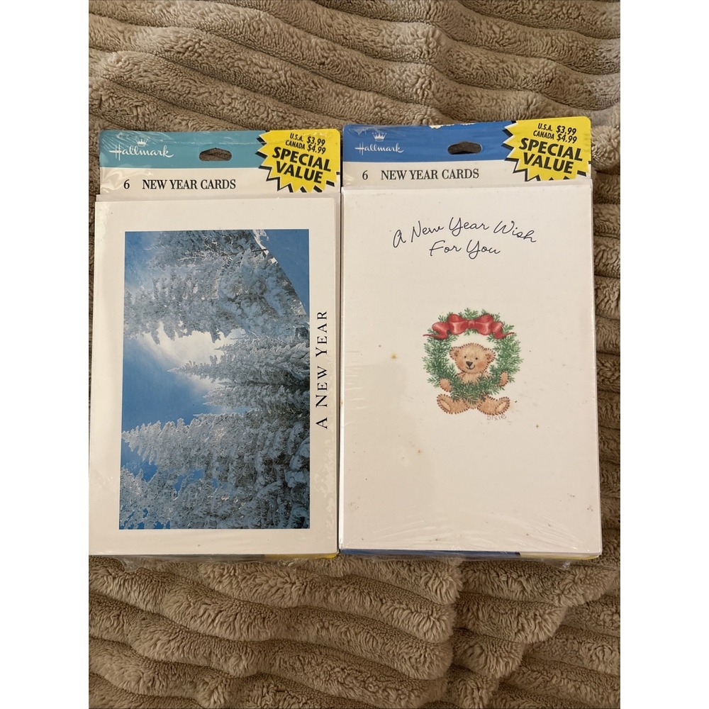 Hallmark New Year Greeting Cards  12 Cards & Envelopes Sealed Vintage USA